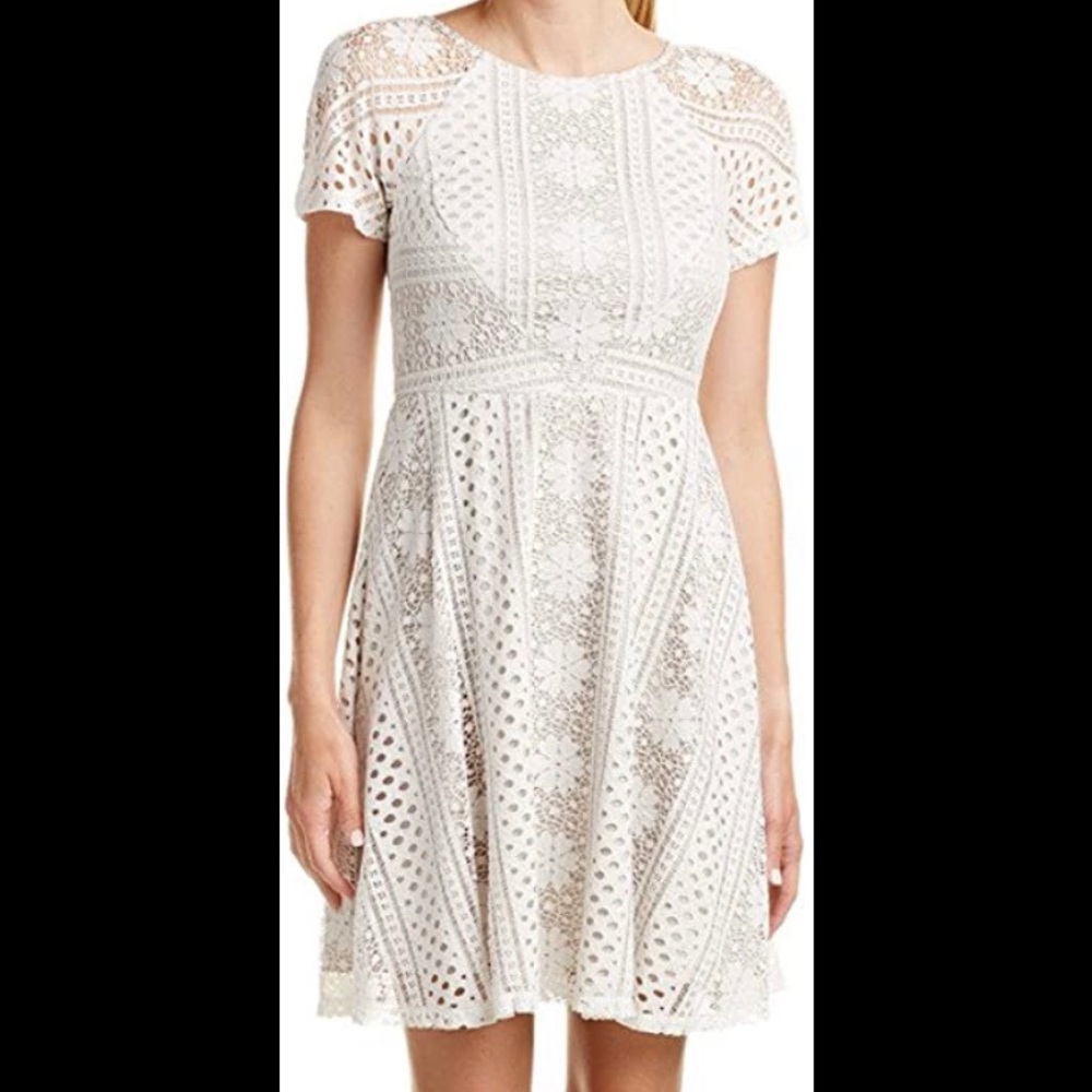 Adrianna Papell Shortsleeve Lace Fit & Flare Dress